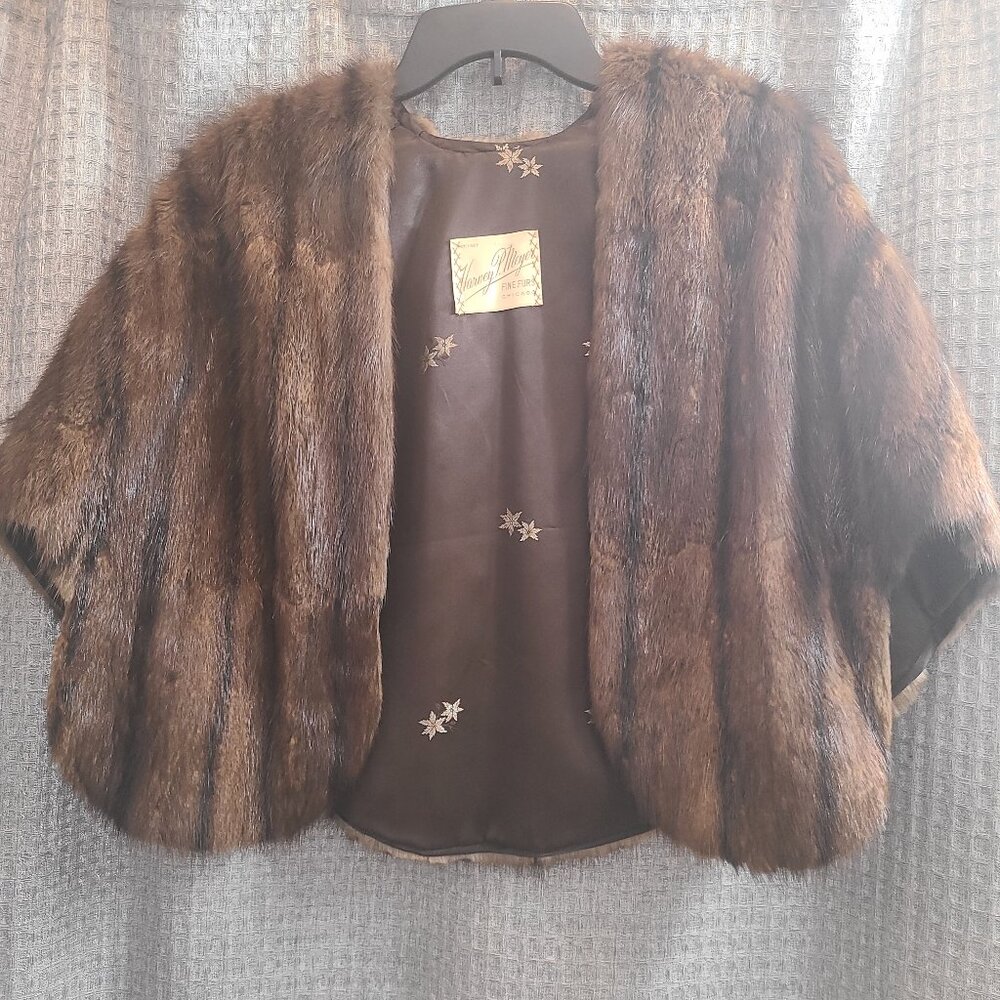 Vintage Mink Stole Capelet Fur Harvey P. Meyer 40s 50s 60s Luxury Satin Lining